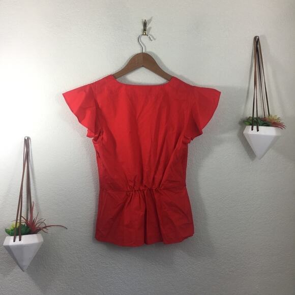 NWT J. Crew red peplum style shirt sleeve blouse - Picture 2 of 5